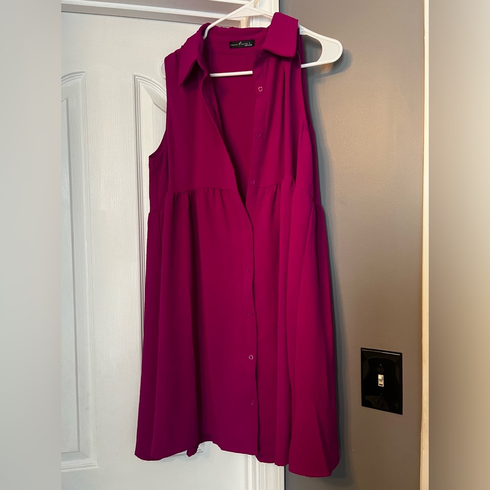 Hot pink tierd tank dress size large